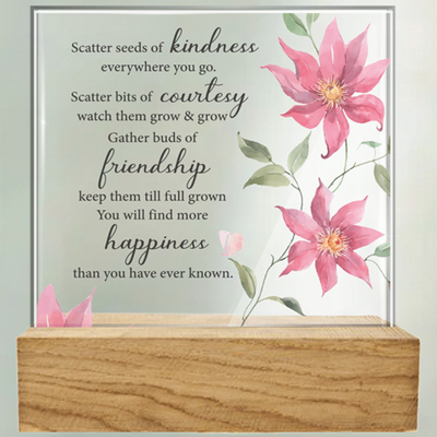 Glass Plaque/Wood Base/Kindness (32437) mulveys.ie nationwide shipping