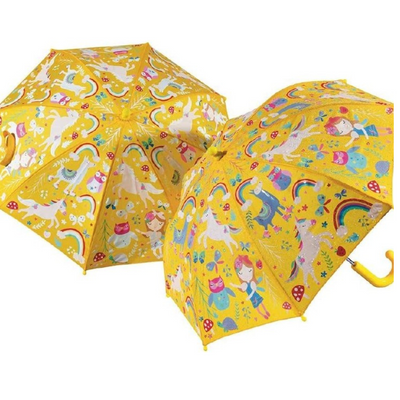 Adorable rainbow fairy print umbrella that changes colors in the rain Encourages outdoor play, self-esteem Rain reveals beautiful colors that weren't there before Measures 33 inches in diameter when opened Includes one color-changing umbrella mulveys.ie nationwide shipping