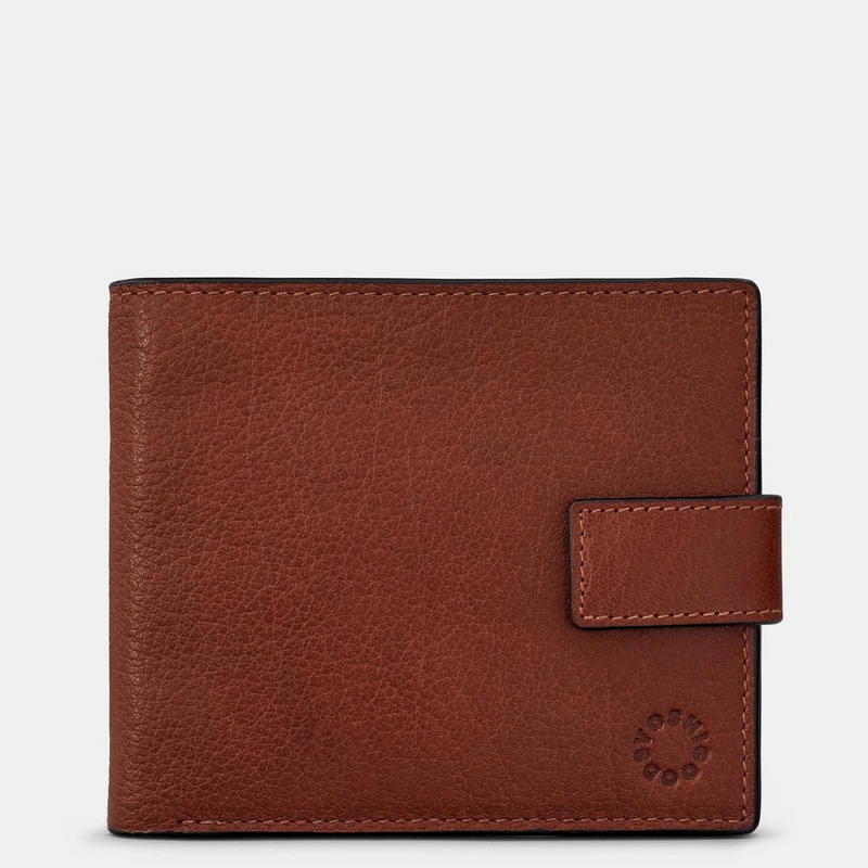 YOSHI MENS TWO FOLD LEATHER WALLET WITH TAB - BROWN mulveys.ie nationwide shipping