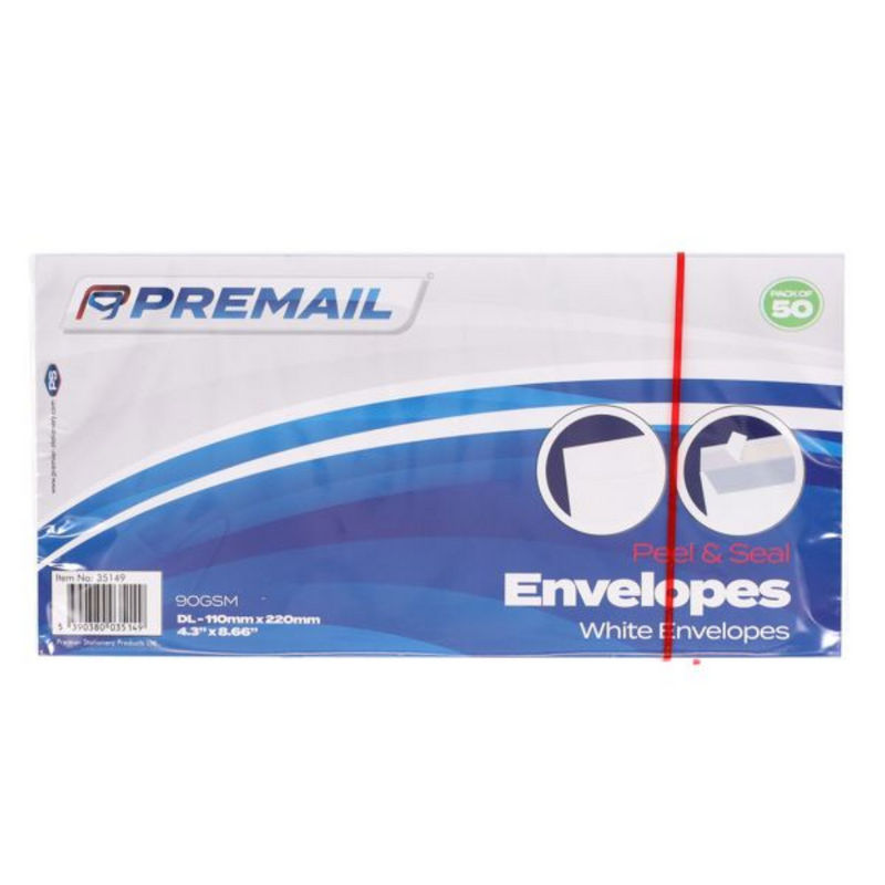 Pkt.50 Dl Peel & Seal Envelopes - White mulveys.ie nationwide shipping