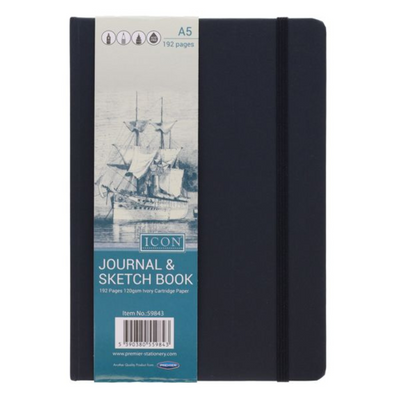Icon A5 192pg Black Journal & Sketch Book Cdu mulveys.ie nationwide shipping