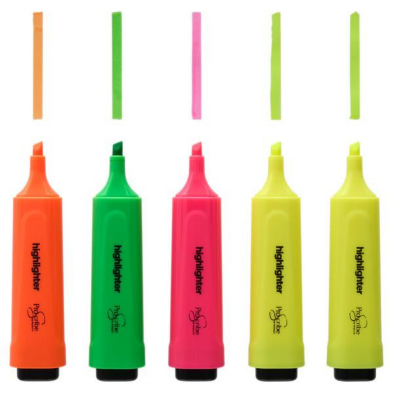 ProScribe Pkt.5 Highlighter Pens - Asst