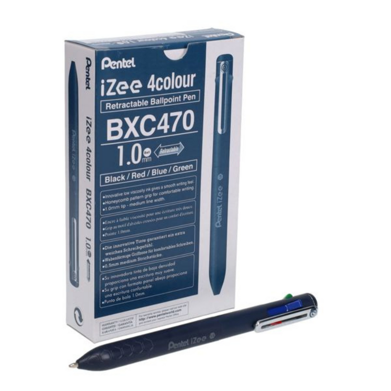 Pentel Izee 1.0mm 4 Colour Retractable Ballpoint Pen mulveys.ie nationwide shipping