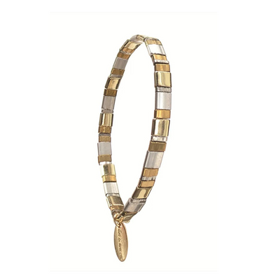 Hot Tomato Miyuki Tila Style Glass Beads - Silver/Gold Bracelet mulveys.ie nationwide shipping