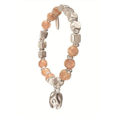 Hot Tomato Copper Shimmer W/Bean Drop - Worn Silver/Apricot Sorbet Bracelet mulveys.ie  nationwide shipping