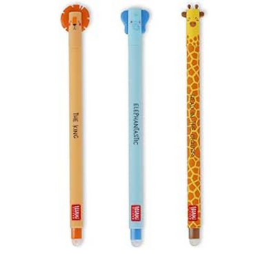 Legami Set of 3 gel pens. Savannah collection - Lion, Giraffe, Elephant mulveys.ie nationwide shipping