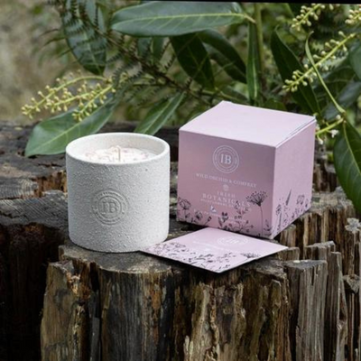 Irish Botanicals Wild Orchid & Comfrey Candle 350G mulveys.ie nationwide shipping