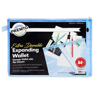 Premier A4+ Extra Durable Mesh Wallet Cornflower Blue mulveys.ie nationwide shipping