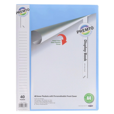 Premto - A4 40 Pocket Display Book - Pastel - Cornflower Blue MULVEYS.IE NATIONWIDE SHIPPING