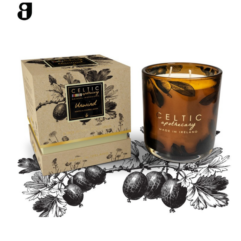 Celtic candles Apothecary double wick unwind.