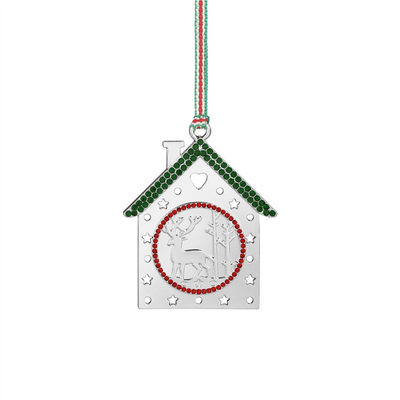 Christmas House with Reindeer Tree Decoration