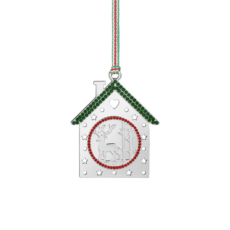 Christmas House with Reindeer Tree Decoration