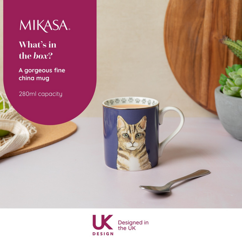 Mikasa Cat Straight-Sided Porcelain Mug, 280ml mulveys.ie nationwide shipping
