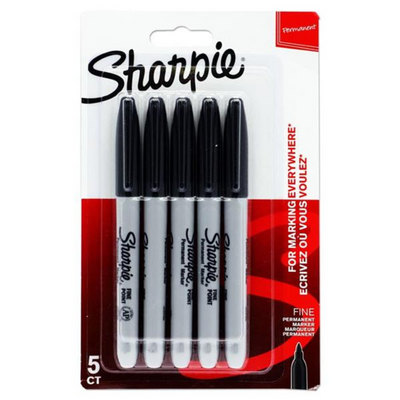Sharpie Card 5 Fine Tip Permanent Markers - Black mulveys.ie nationwide shipping