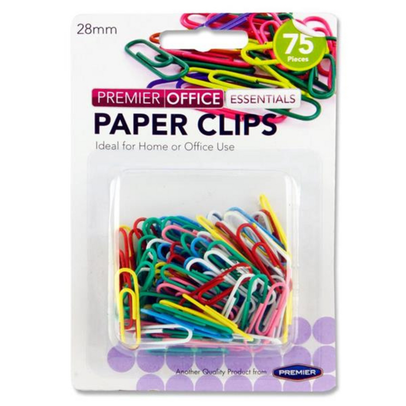 Premier Office Card 75 28mm Coloured Paper Clips
