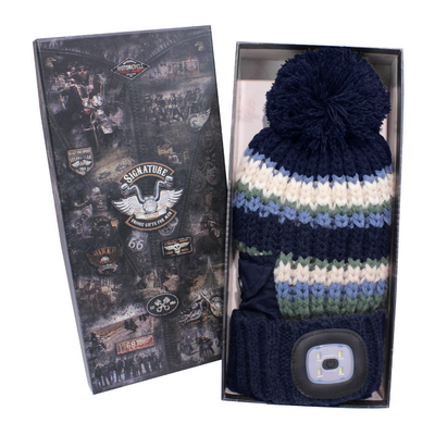 Brandwell Chunky Knit Led Torch Hat Navy mulveys.ie nationwide shipping