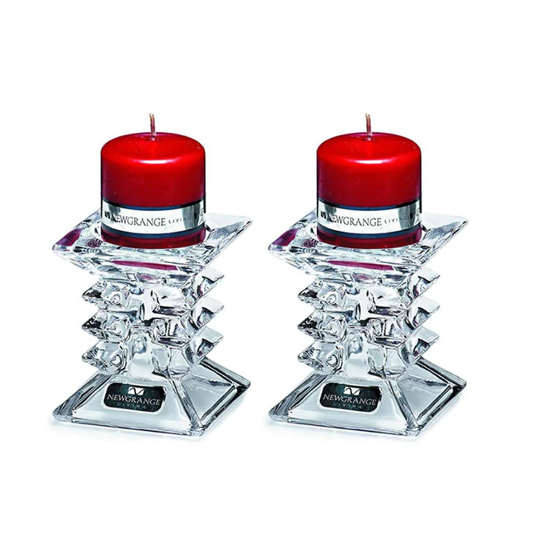 ZIGGY PILLAR CANDLE HOLDER WITH RED CANDLE PAIR MULVEYS.IE