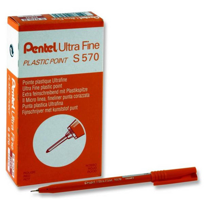 Pentel Ultra Fine S570 0.6mm Fineliner Pen - Red mulveys.ie nationwide shipping