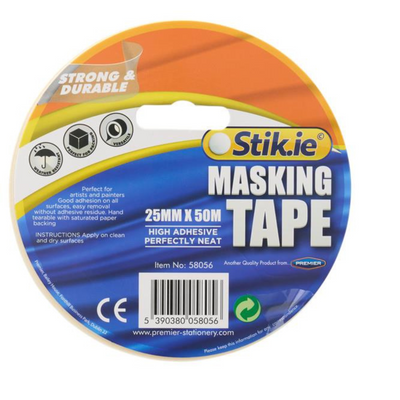Stik-ie Roll Masking Tape - 50m X 25mm mulveys.ie nationwide shipping