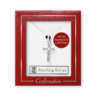 Confirmation Silver Necklet/Cross & Stones F69925 mulveys.ie nationwide shipping