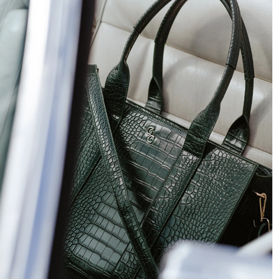 Galway Crystal XL TOTE CROC FOREST GREEN mulveys.ie nationwide shipping