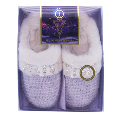 Brandwell Pearl Embellished Mule Slippers Lilac 4/5