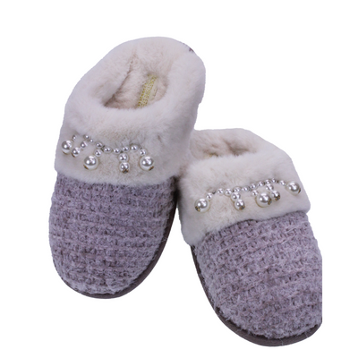 Brandwell Pearl Embellished Mule Slippers Lilac 4/5