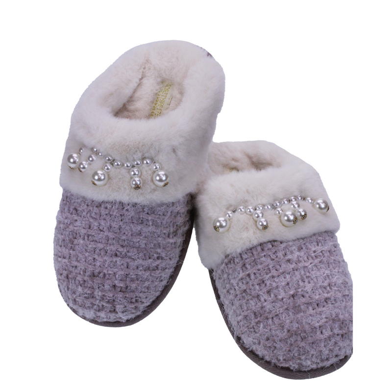 Brandwell Pearl Embellished Mule Slippers Lilac 4/5