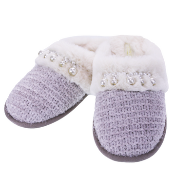Brandwell Pearl Embellished Mule Slippers Lilac 4/5