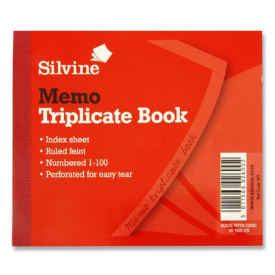 Silvine Memo Triplicate Book mulveys.ie nationwide