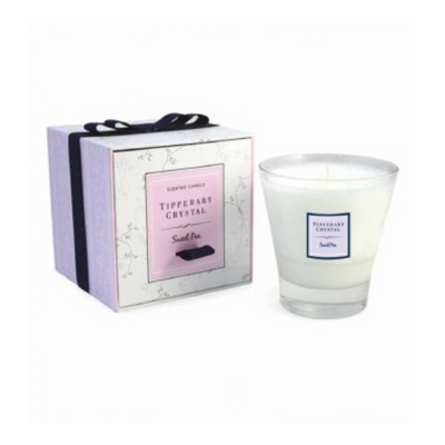 Tipperary Sweet Pea Filled Tumbler Glass CANDLE mulveys.ie nationwide shipping