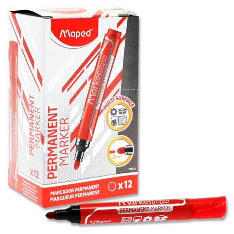 Maped Jumbo Bullet Tip Permanent Marker - Red