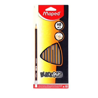 Maped Black'peps Box 10 Hb Triangular Rubber Tipped Pencils mulveys.ie  nationwide shipping