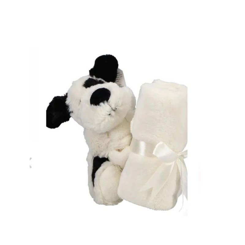 Jellycat BASHFUL BLACK & CREAM PUPPY SOOTHER mulveys.ie nationwide shipping