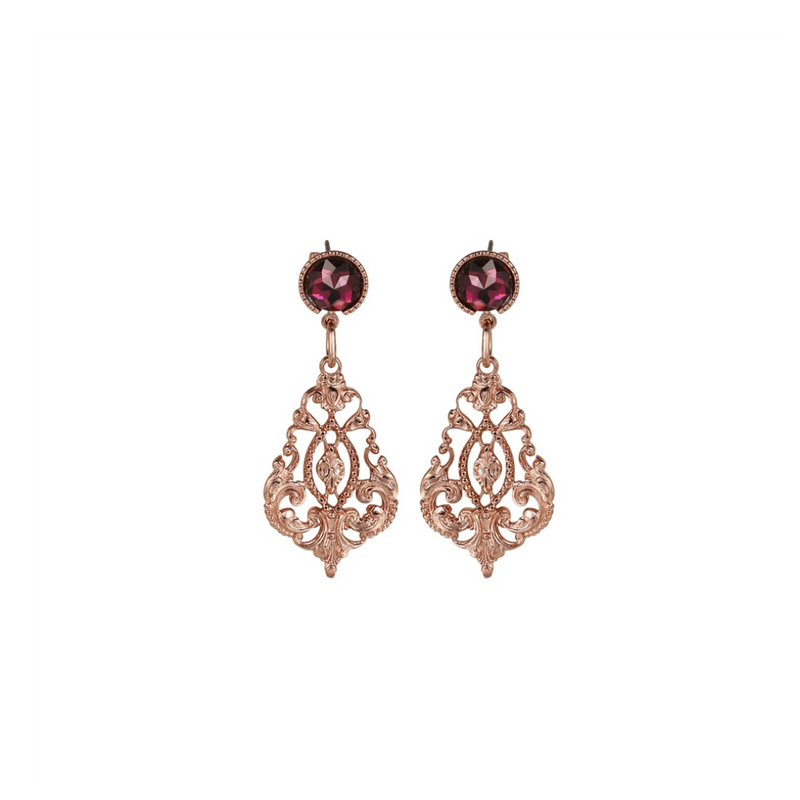 Newbridge Drop Filigree Earrings with Mulberry Stone mulveys.ie nationwide shipping