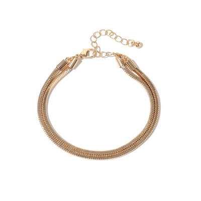 DOUBLE SNAKE CHAIN BRACELET GOLD.Mulveys.ie