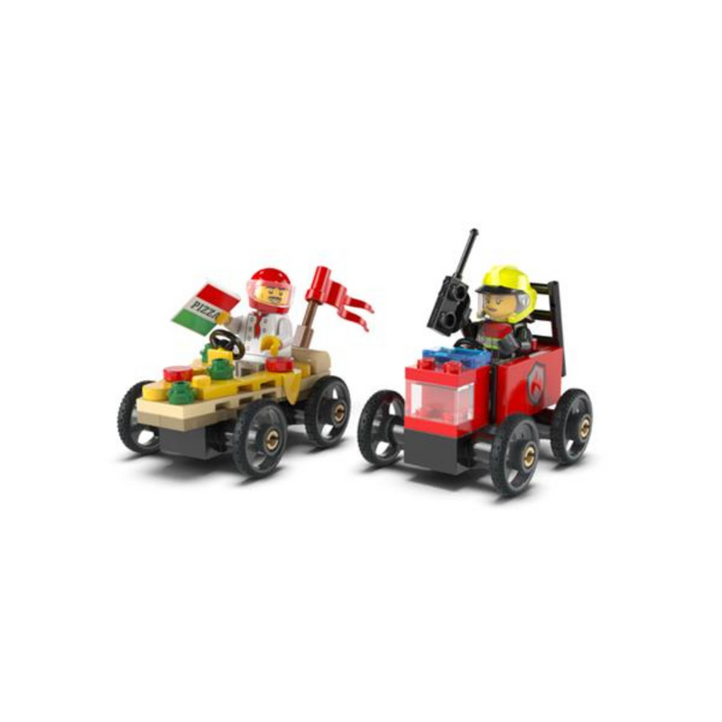 Lego City Pizza Vs Fire Truck Race
