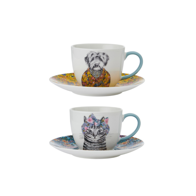 Mikasa x Tipperleyhill Fine China Teacups and Saucers, Set of 2, 240ml. MULVEYS.IE