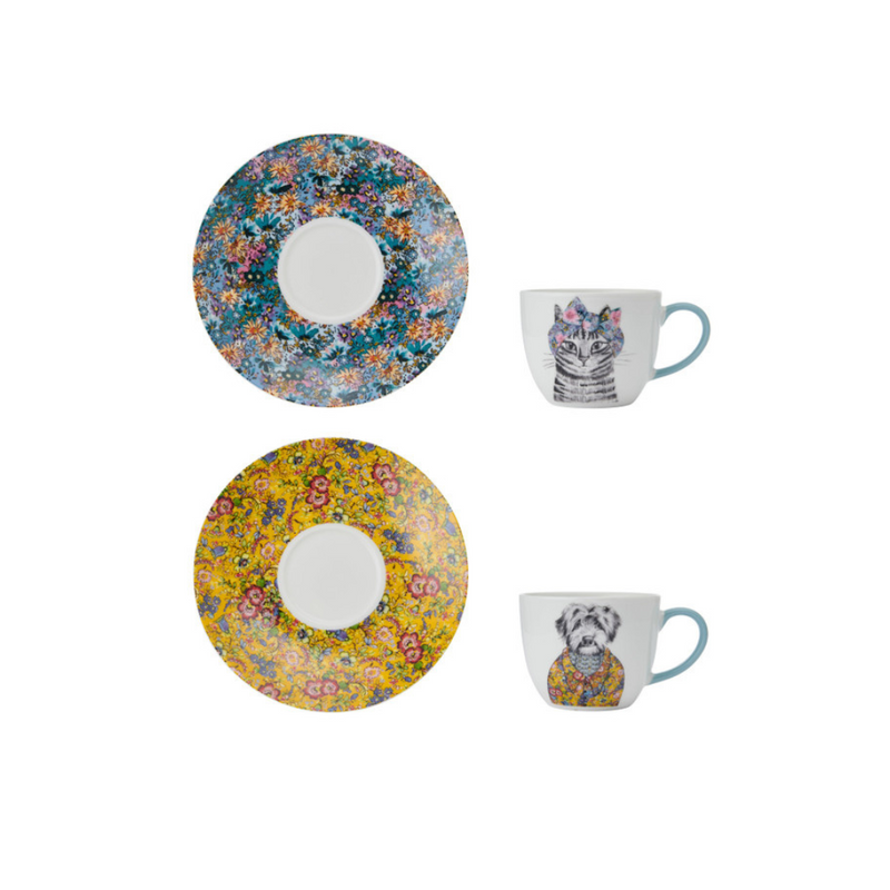 Mikasa x Tipperleyhill Fine China Teacups and Saucers, Set of 2, 240ml. MULVEYS.IE