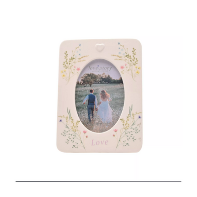 Love Story Ceramic Photo Frame 4" x 6" Floral. Mulveys.ie