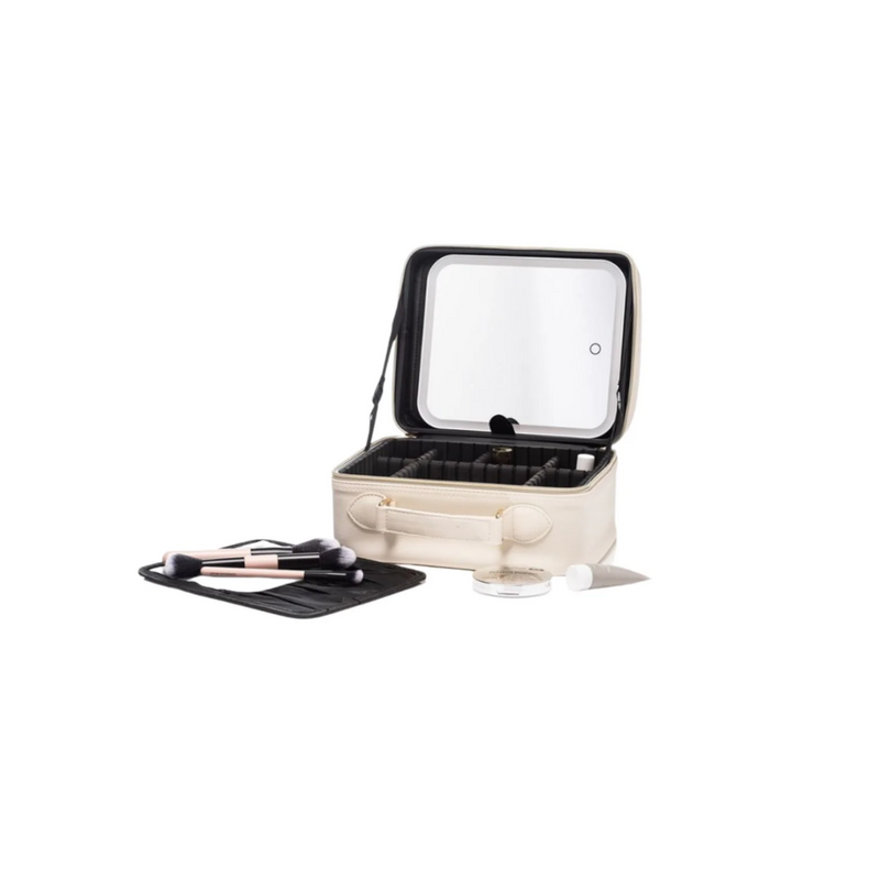 portable make up travel case with led mirror