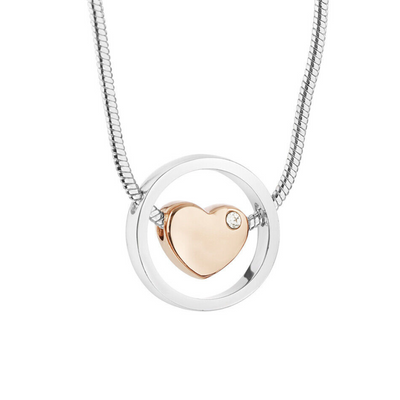 Newbridge Silverware Silver Plated Pendant With Rose Gold Plated Heart mulveys.ie nationwide shipping