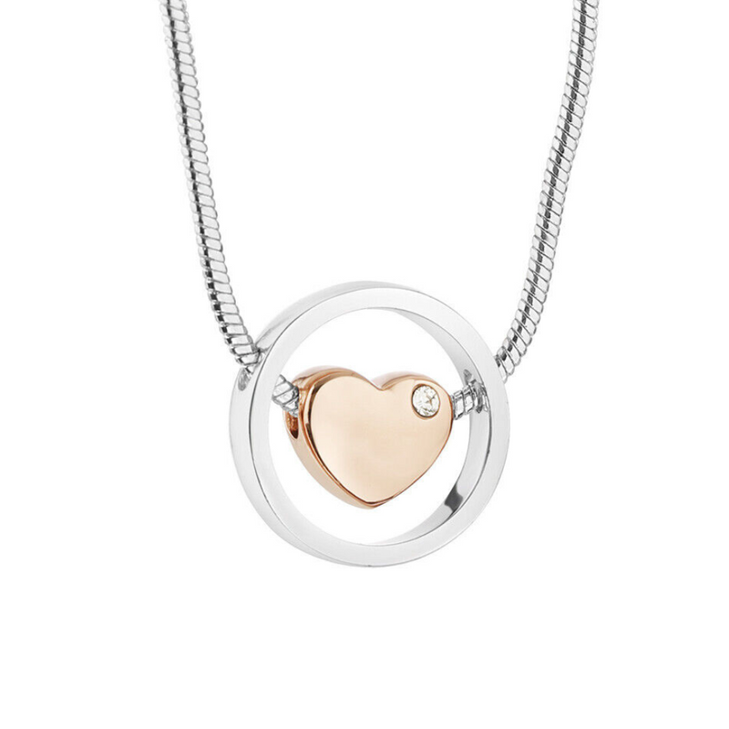 Newbridge Silverware Silver Plated Pendant With Rose Gold Plated Heart mulveys.ie nationwide shipping