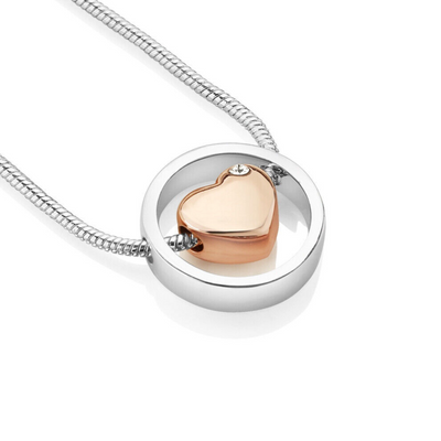 Newbridge Silverware Silver Plated Pendant With Rose Gold Plated Heart mulveys.ie nationwide shipping