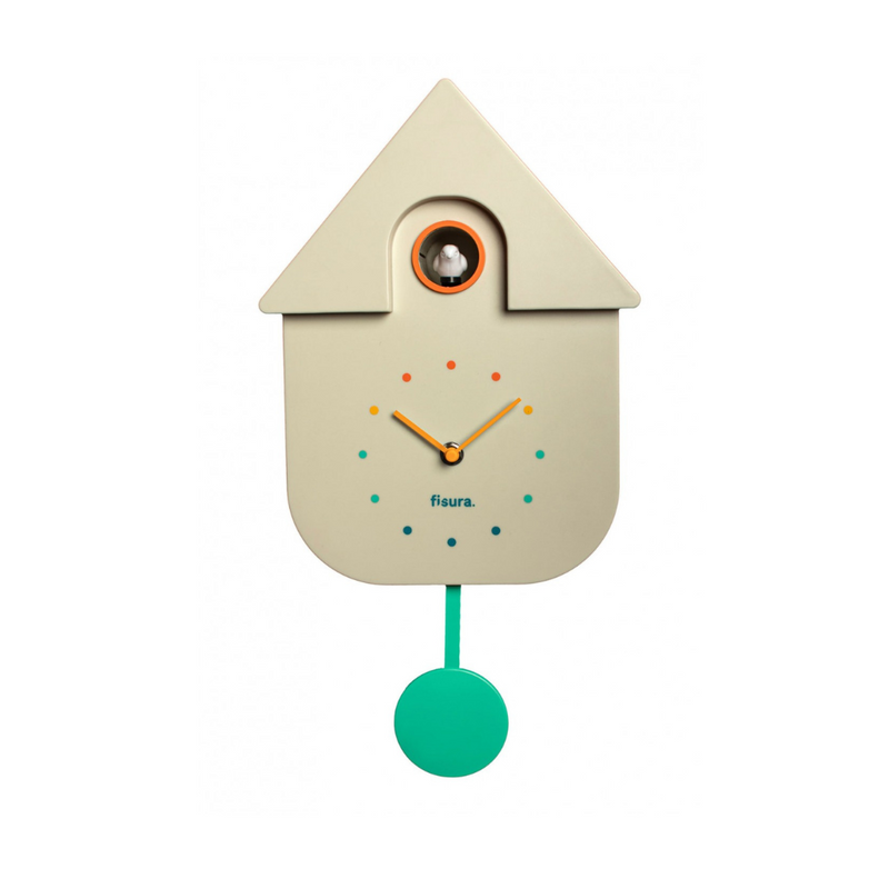 WHITE CUCKOO CLOCK WITH MULTICOLOR DIAL
