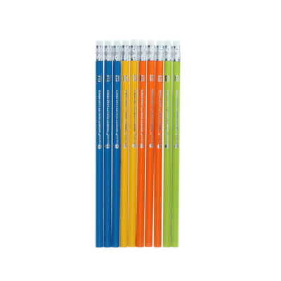 ORMOND 10 HB RUBBER TIPPED PENCILS - NEON. MULVEYS.IE