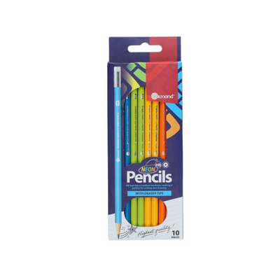 ORMOND 10 HB RUBBER TIPPED PENCILS - NEON. MULVEYS.IE