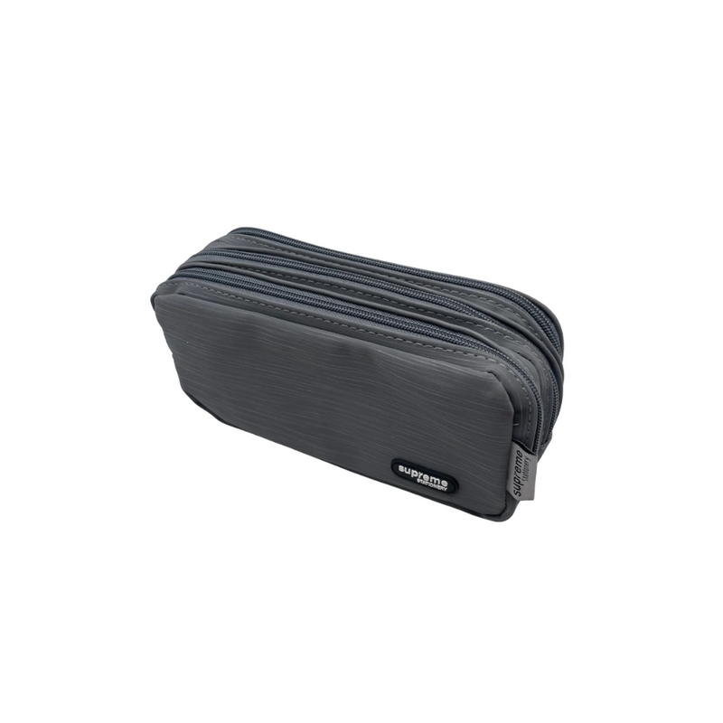 TRIPLE ZIP PENCIL CASE GREY. MULVEYS.IE