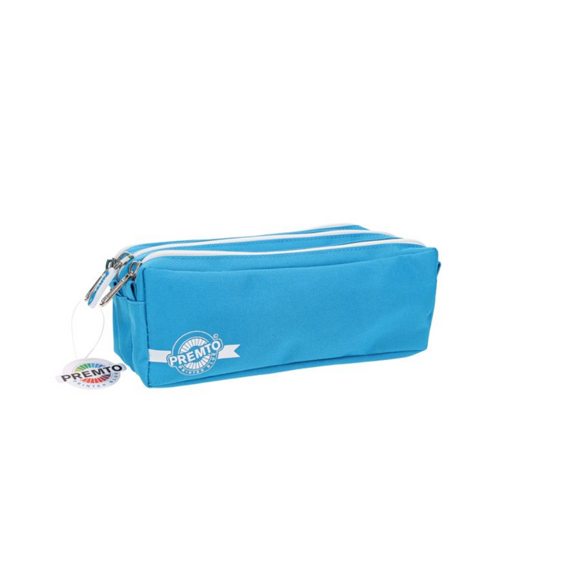 Premto 3 Pocket Pencil Case - Printer Blue. Mulveys.ie