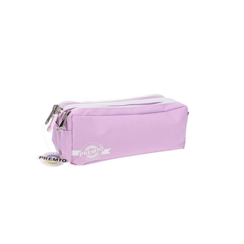Premto Pastel 3 Pocket Pencil Case - Wild Orchid. Mulveys.ie
